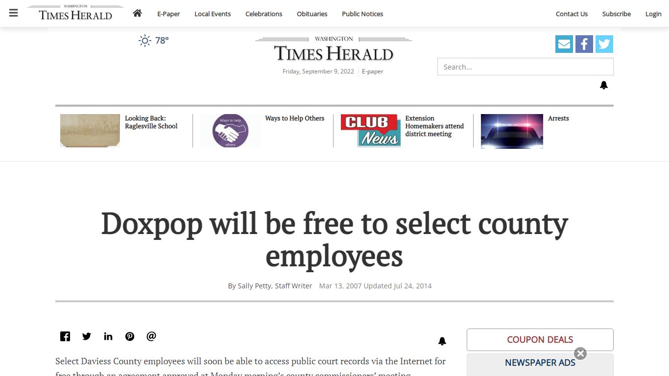 Doxpop will be free to select county employees | Local News ...